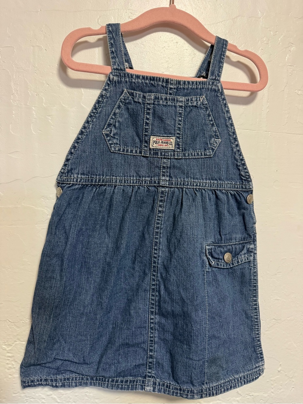 Ralph Lauren Polo Jeans co Blue Denim Overall Dress 18-24 months girls